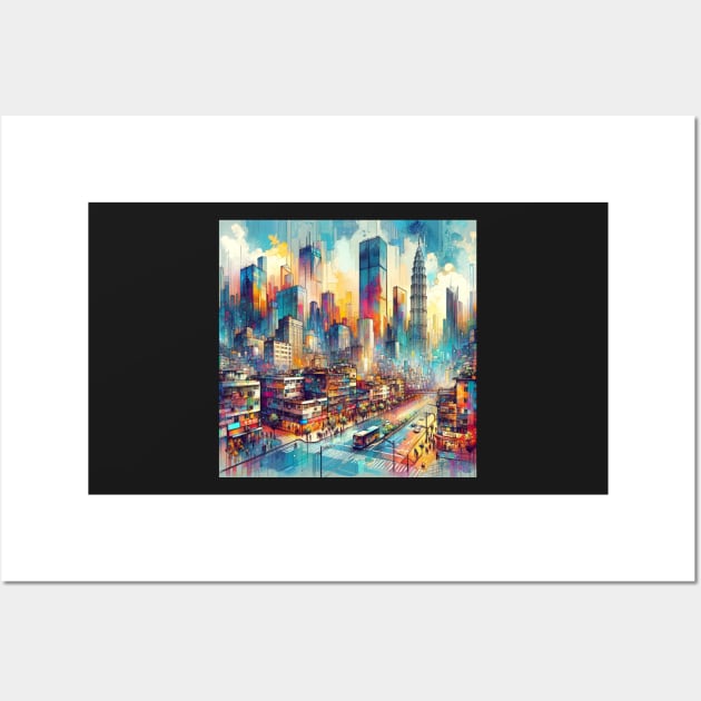 City Vibrance: Dynamic Urban Tapestry Wall Art by heartyARTworks